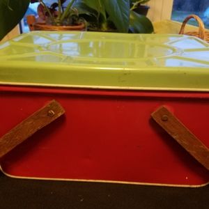 Vintage Metal Picnic Basket